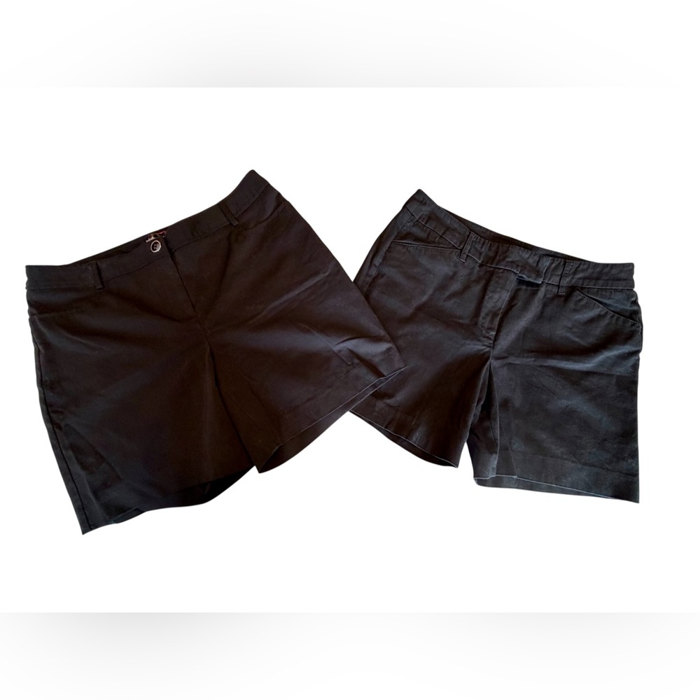 Two for One! Rafaella and Sharagano Black Women's Tailored Shorts Duo
